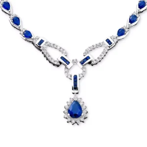 Sapphire (11-3/8 ct. t.w.) and Diamond (1-1/5 ct. t.w.) Toggle Necklace in 14k White Gold (Also in Emerald & Ruby)